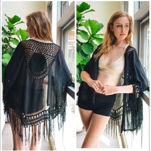 Last 1! New Tangier Boho macramé kimono Cardi - Picture 2 of 7